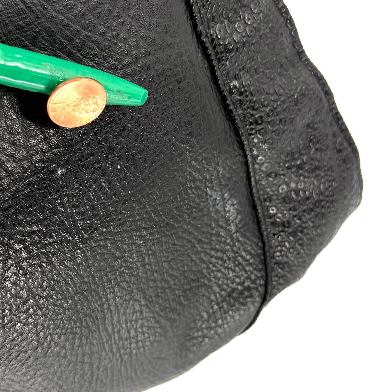 Vintage 80s Black Genuine Leather Patent Mock Croc Shoulder Bag