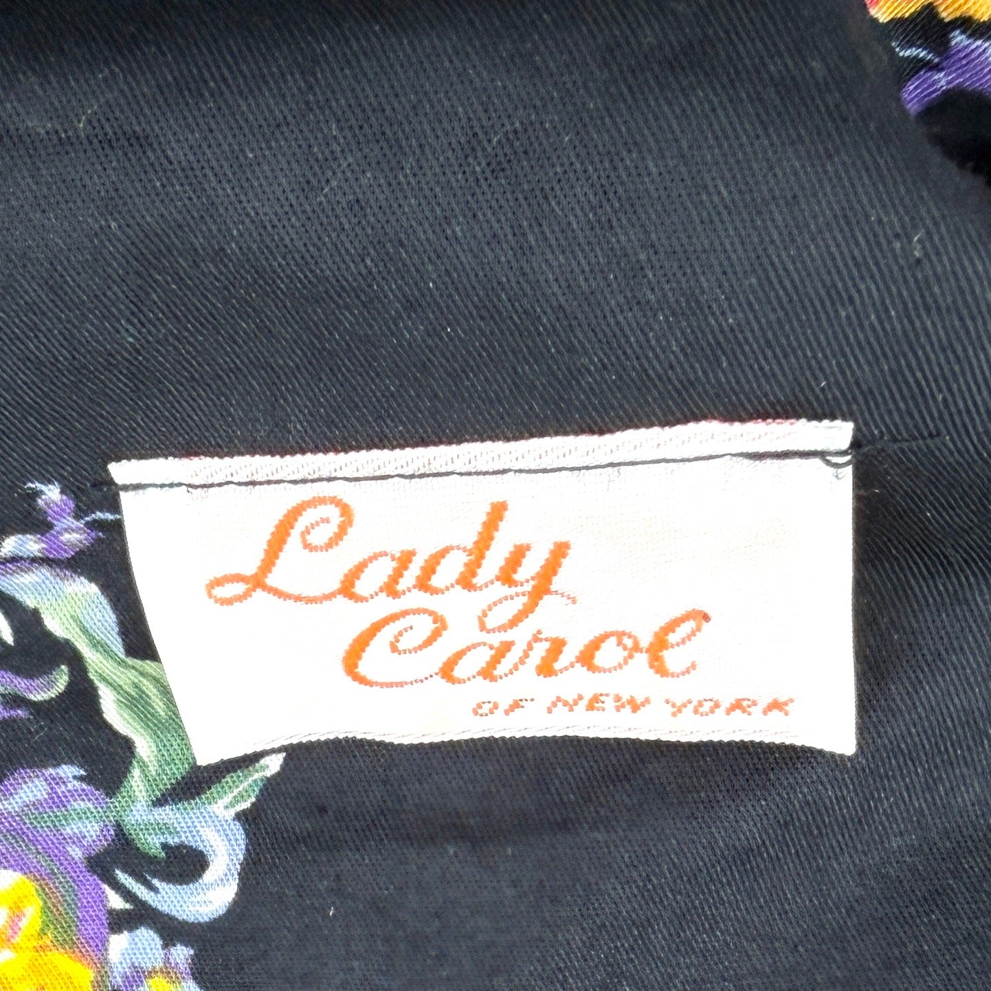 Vintage 80s Lady Carol Black 100% Cotton Floral Peplum Puff Sleeve Jacket