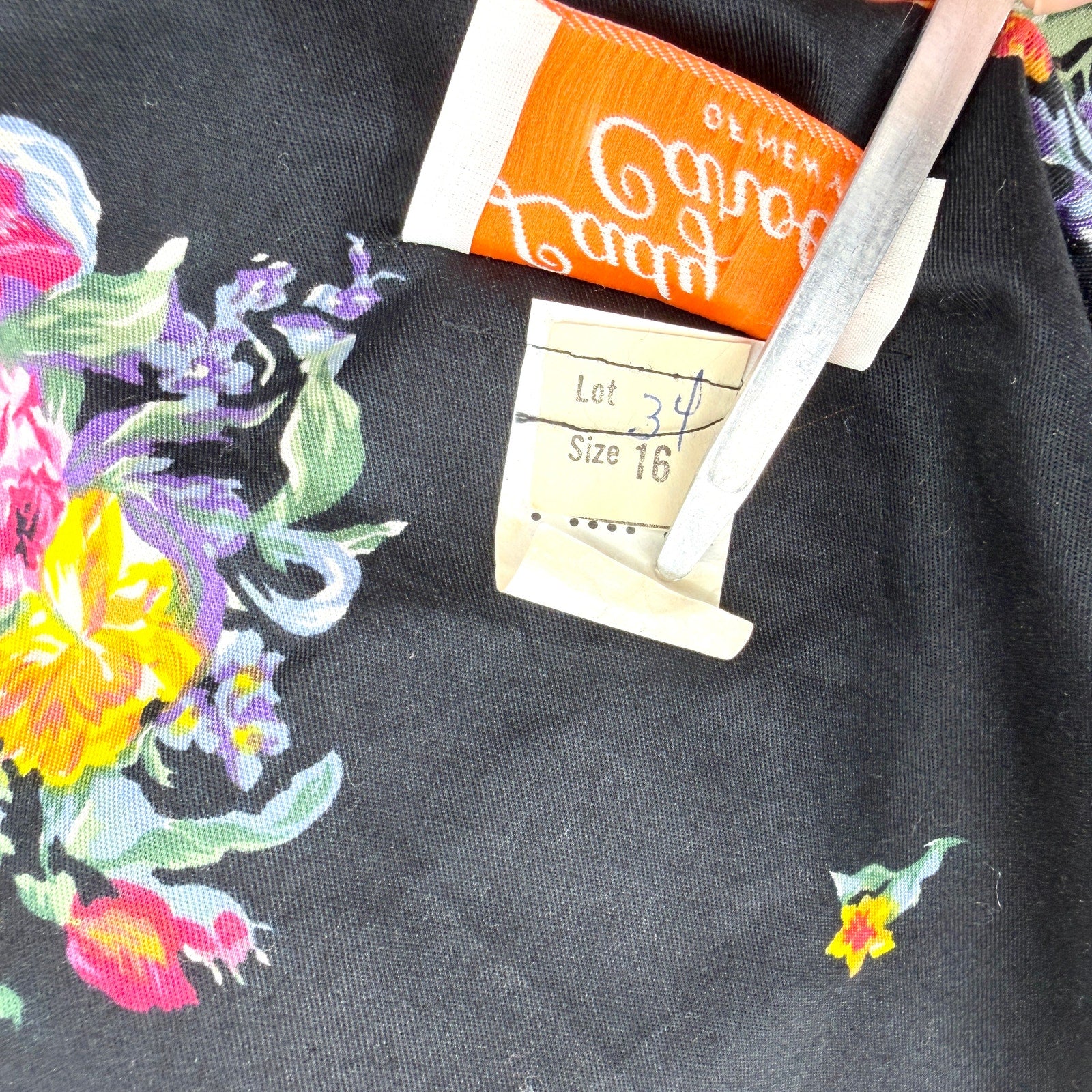 Vintage 80s Lady Carol Black 100% Cotton Floral Peplum Puff Sleeve Jacket