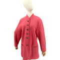 Vintage 90s Geiger Watermelon Pink 100% Wool Crest Button Jacket