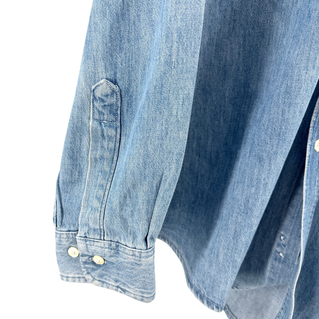 MINT Vintage 90s GAP Blue 100% Cotton Double Pocket Button Down Denim Shirt