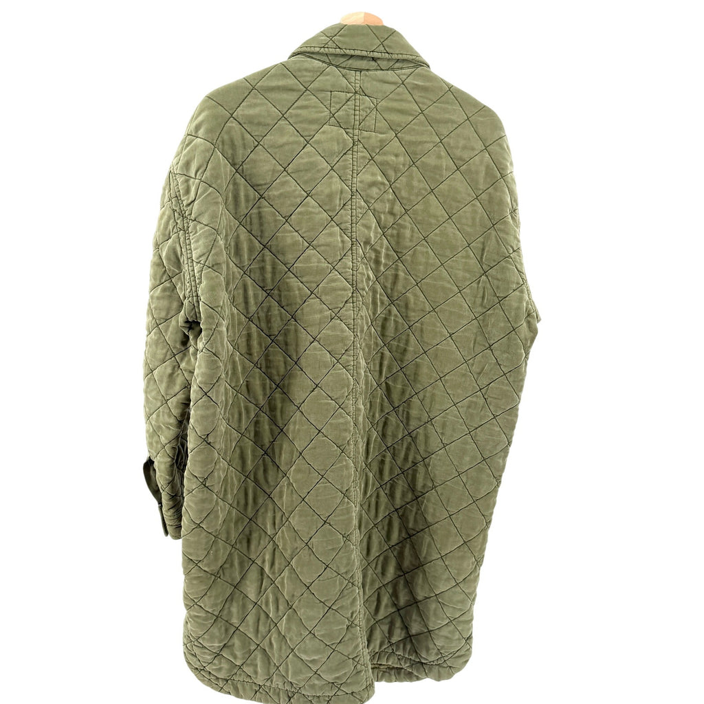 BlankNYC Olive Army Green Quilted Long Shacket Jacket Coat