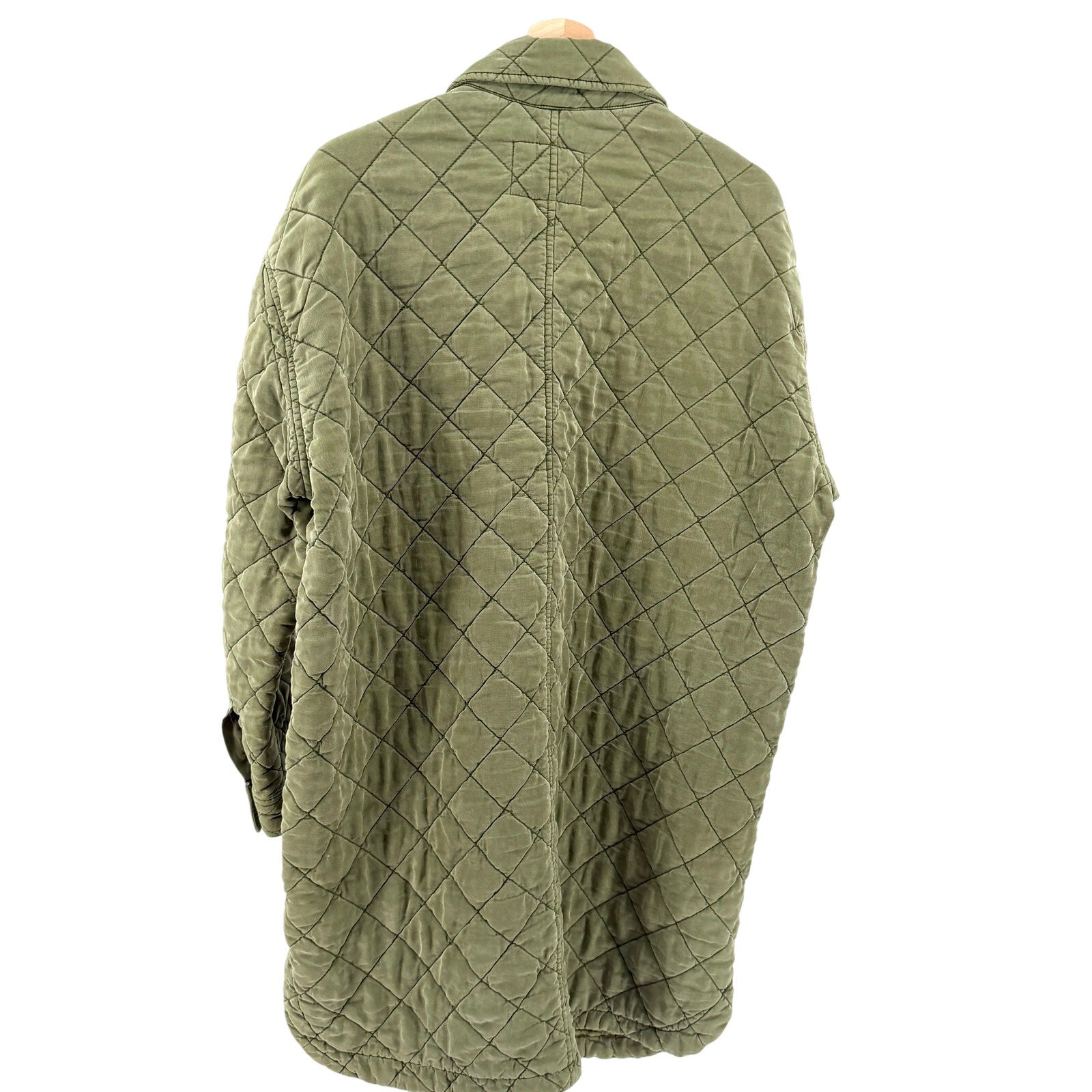 BlankNYC Olive Army Green Quilted Long Shacket Jacket Coat