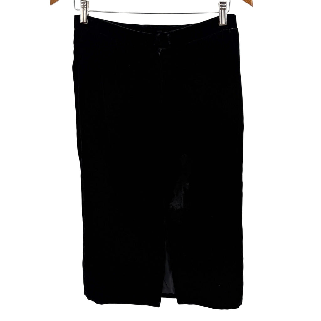 Vintage 80s Erwan Silhouette Black Velvet Midi Pencil Skirt