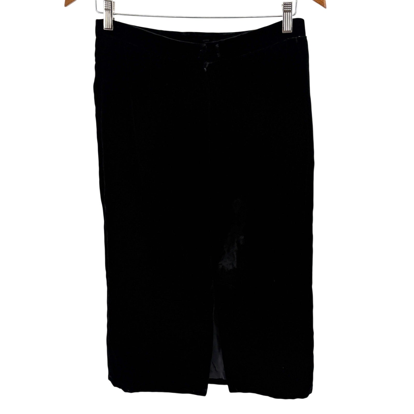 Vintage 80s Erwan Silhouette Black Velvet Midi Pencil Skirt