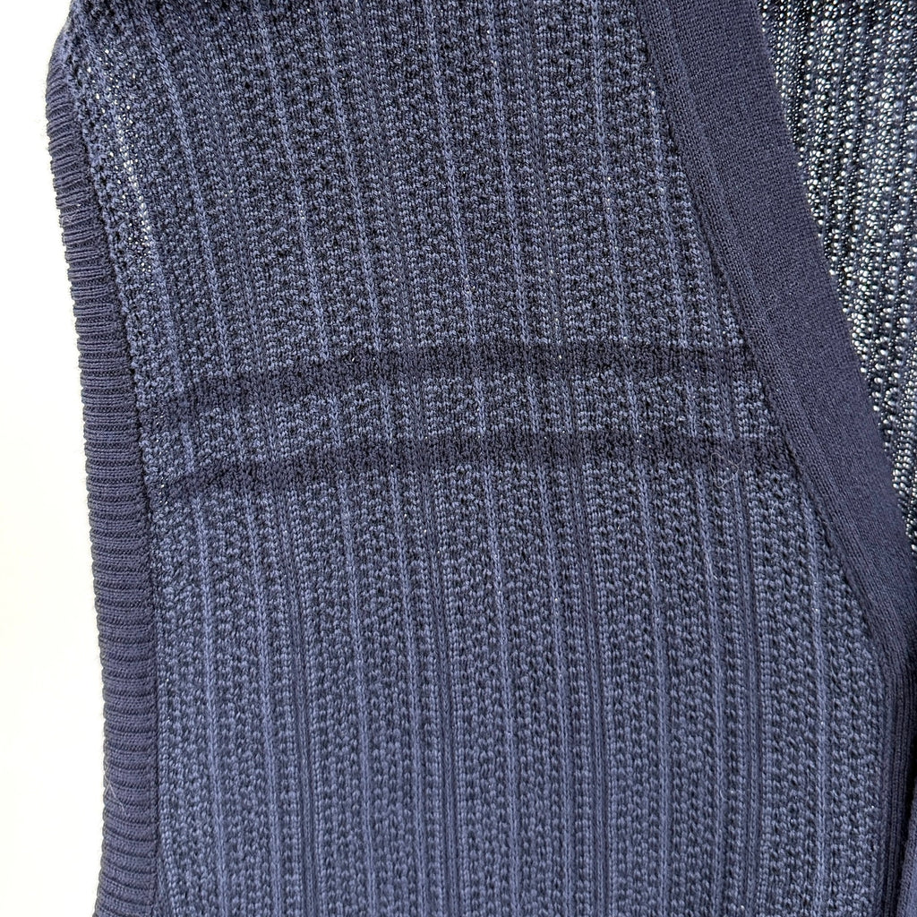 Segreto Navy Blue 100% Merino Wool Ribbed Button Front Cardigan Sweater Vest