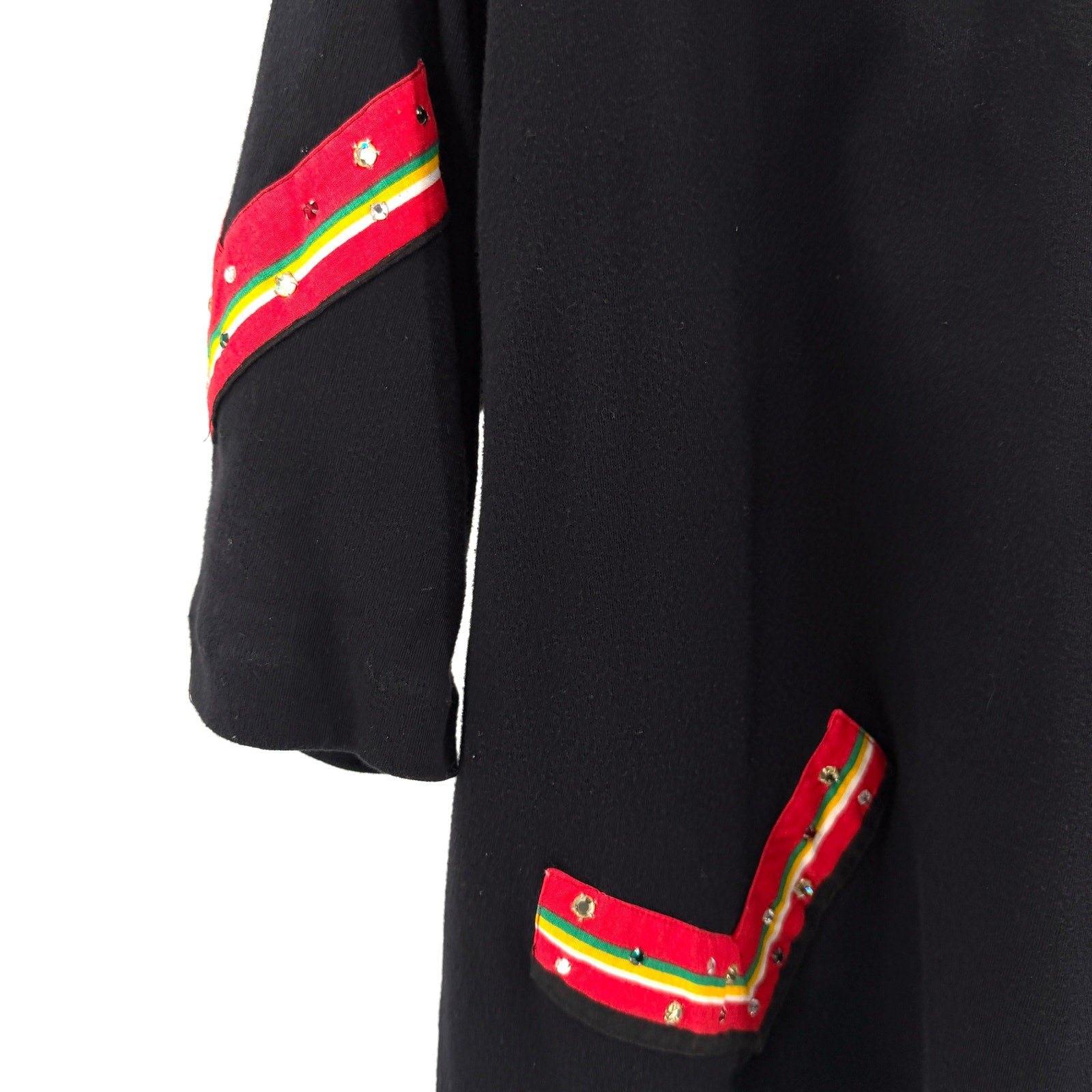 Vintage 80s Ronnette's Black 100% Cotton Rhinestone Jersey Top