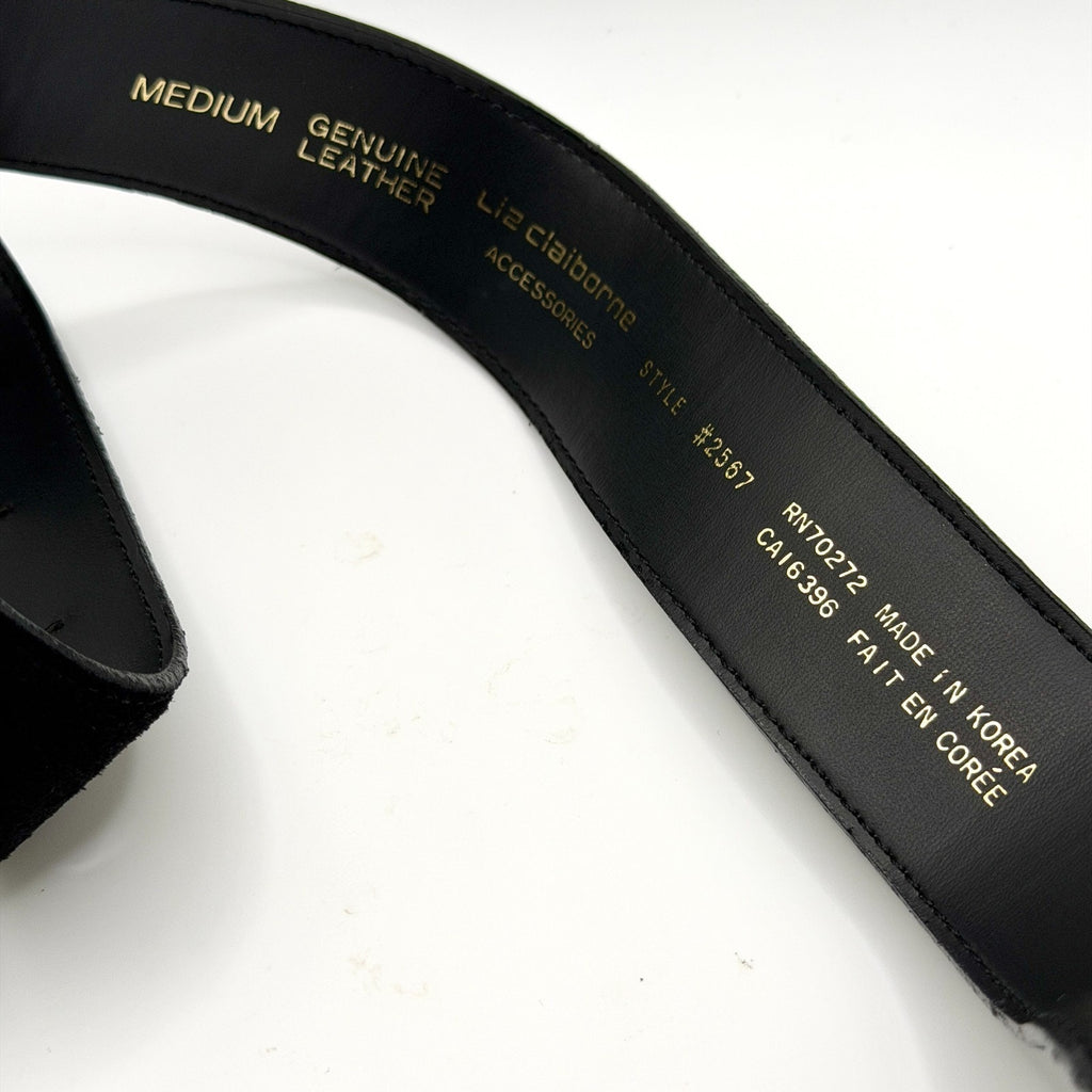 Vintage 90s Liz Claiborne Black Suede Wide Statement Belt