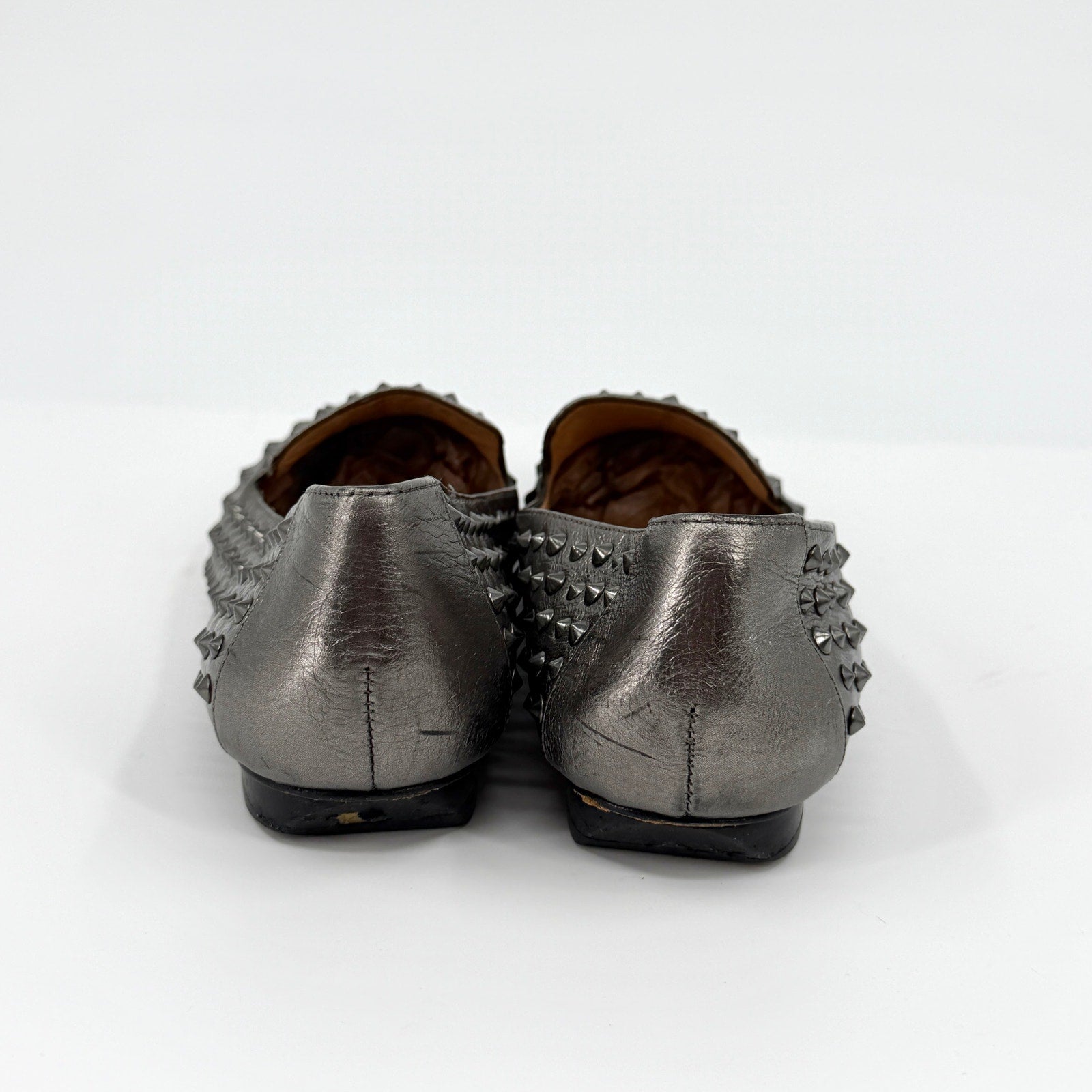 Kenneth Cole Gunmetal Silver Studded Leather Hard Time Loafers