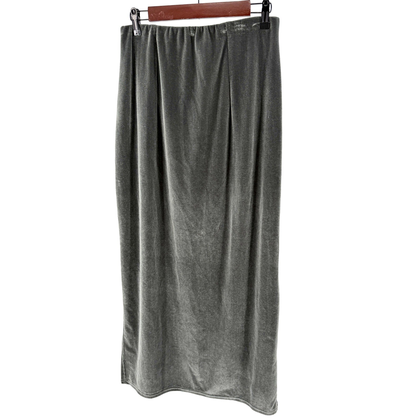 Vintage Y2K Double D Ranch Gray Velvet Country Slit Long Maxi Skirt