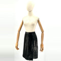 Vintage 90s Ann Taylor Black Genuine Leather Skirt with Horsebit Waist Detail