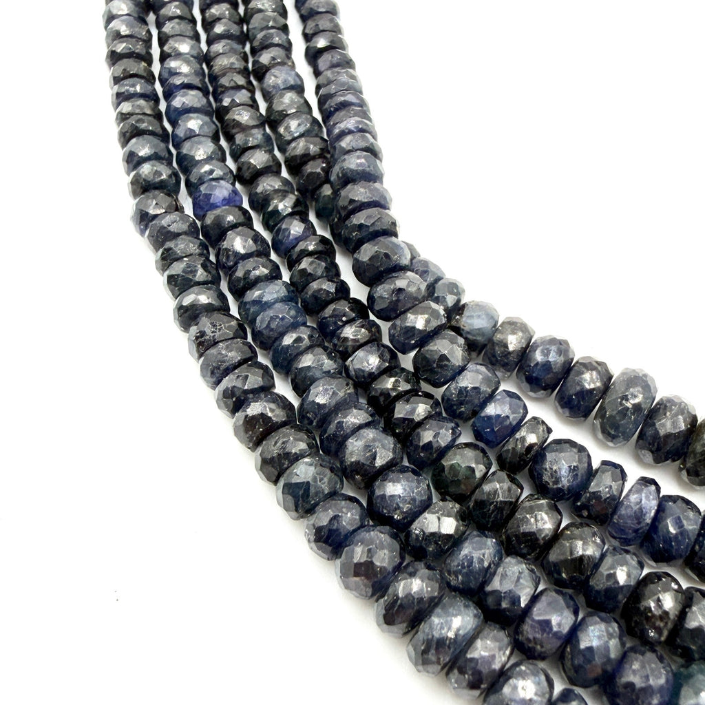 Vintage 90s Sterling Silver Sapphire Labradorite Graduated Multi Strand Necklace