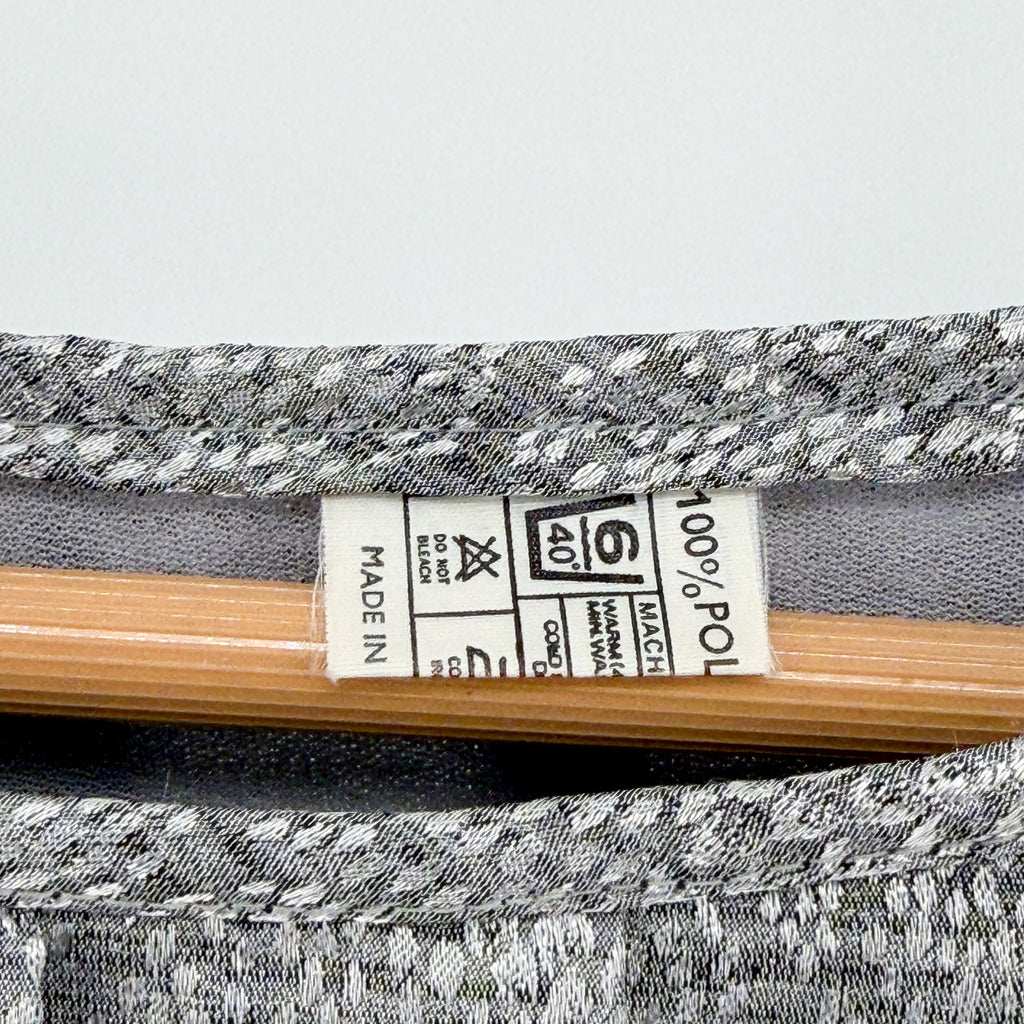 Vintage 80s Silver Pleated Side Tie Puff Sleeve Blouse