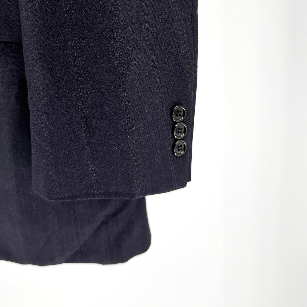 Vintage 80s Norman Hilton for Barneys Navy 100% Wool Pinstripe Blazer Jacket