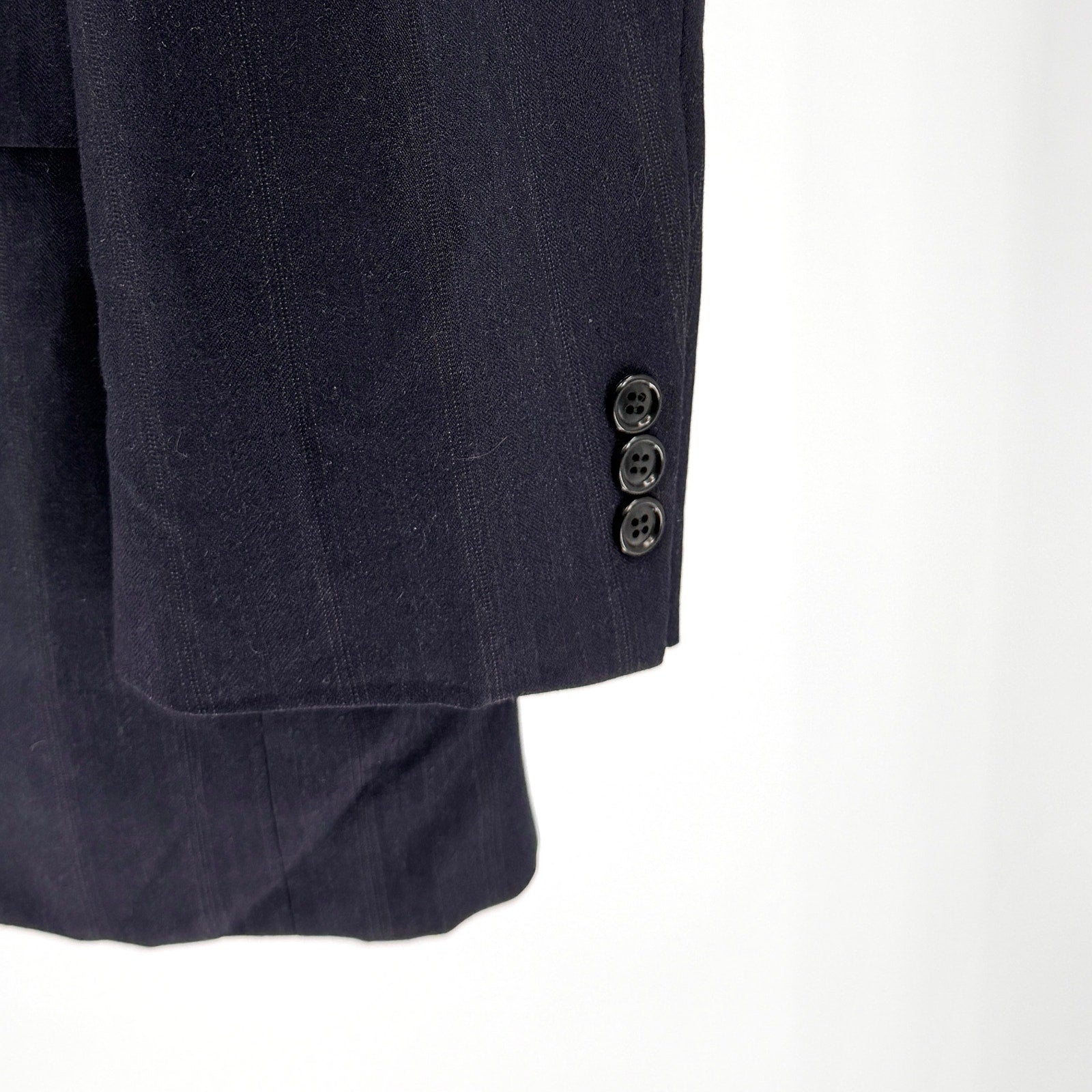 Vintage 80s Norman Hilton for Barneys Navy 100% Wool Pinstripe Blazer Jacket