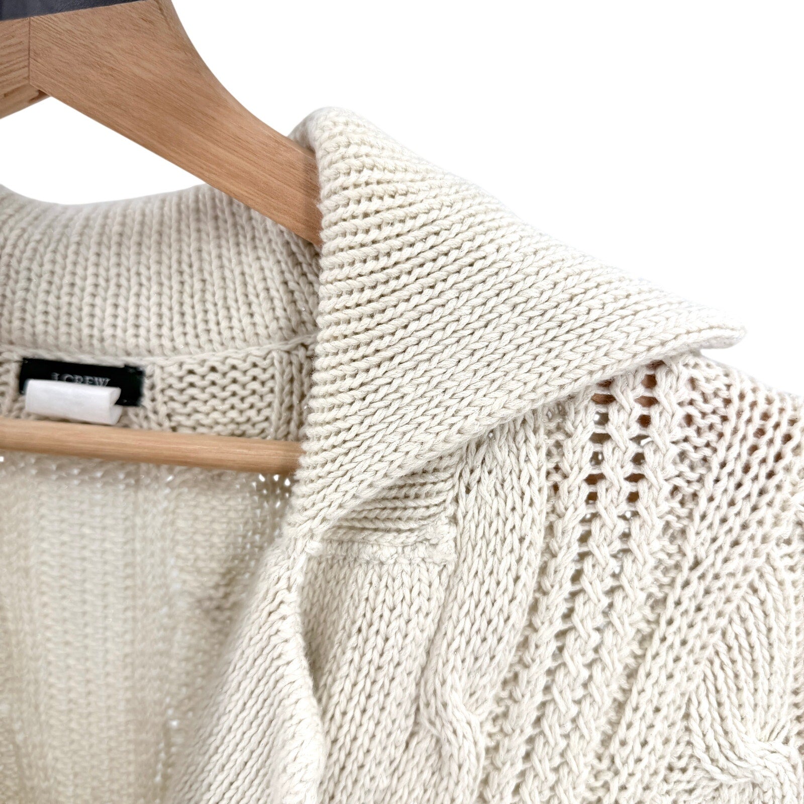 Vintage Y2K J.Crew Cream Cable Knit Shawl Collar Double-Breasted Cardigan
