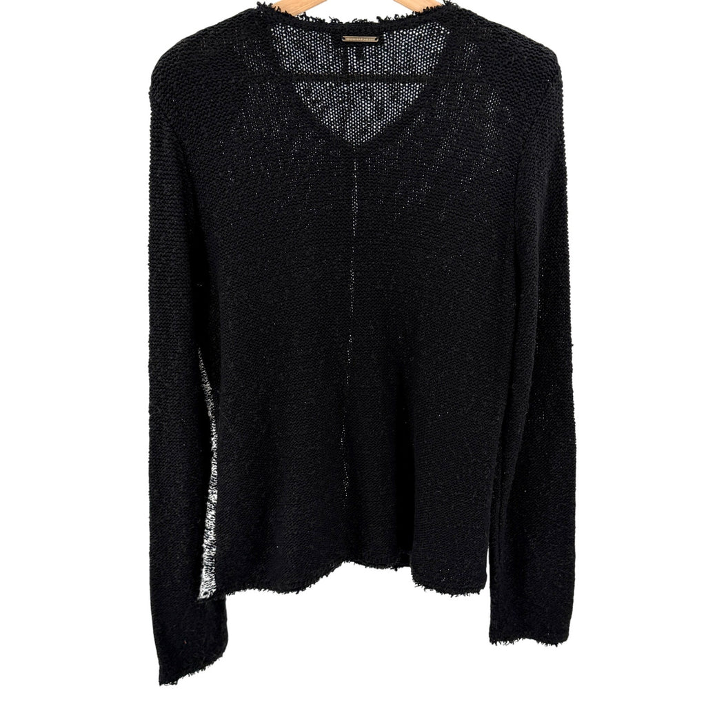 Donna Karan New York Black White Tweed Colorblock Cardigan Sweater