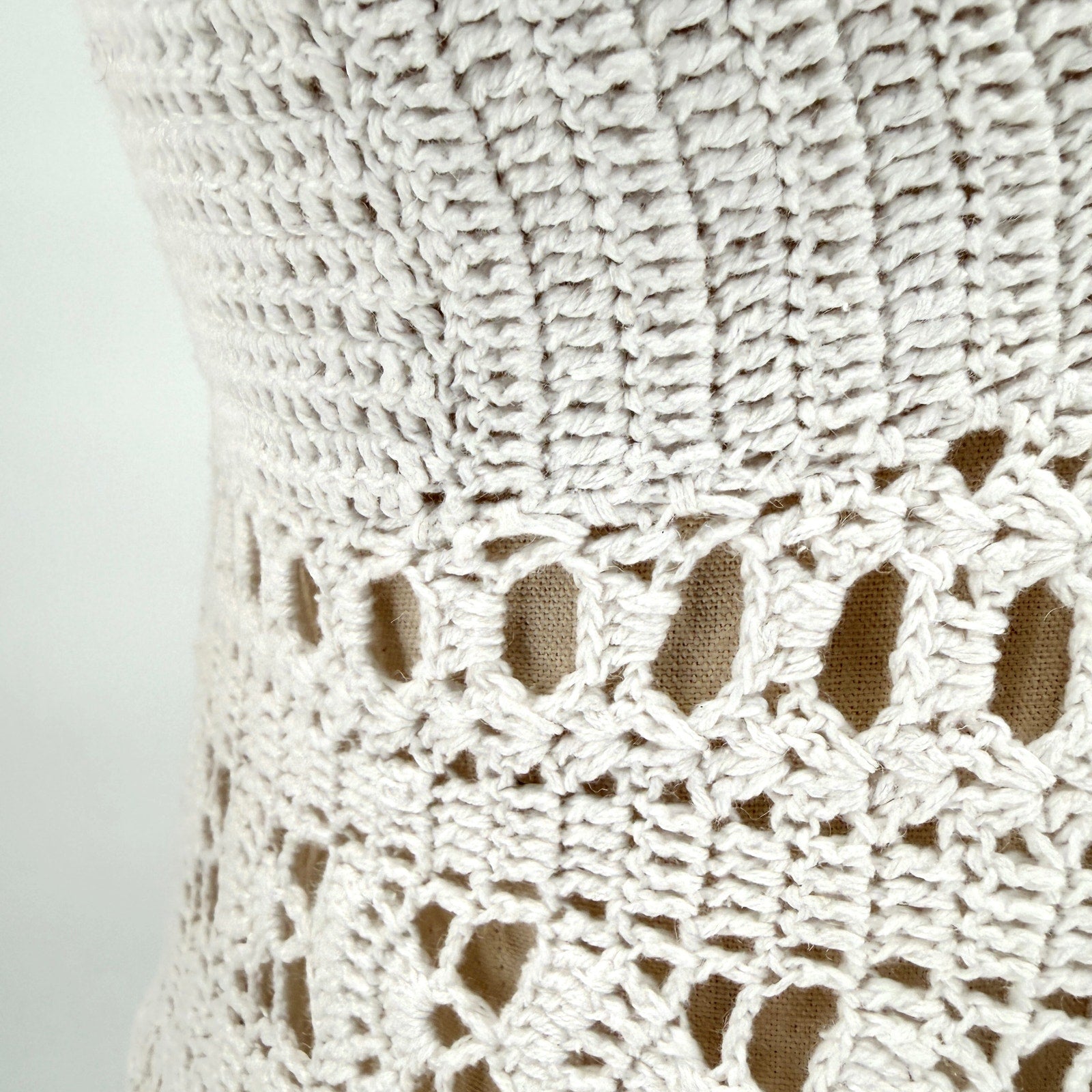 Vintage Y2K Newport News White Ramie Cotton Crochet Bralette Skirt Two Piece Set