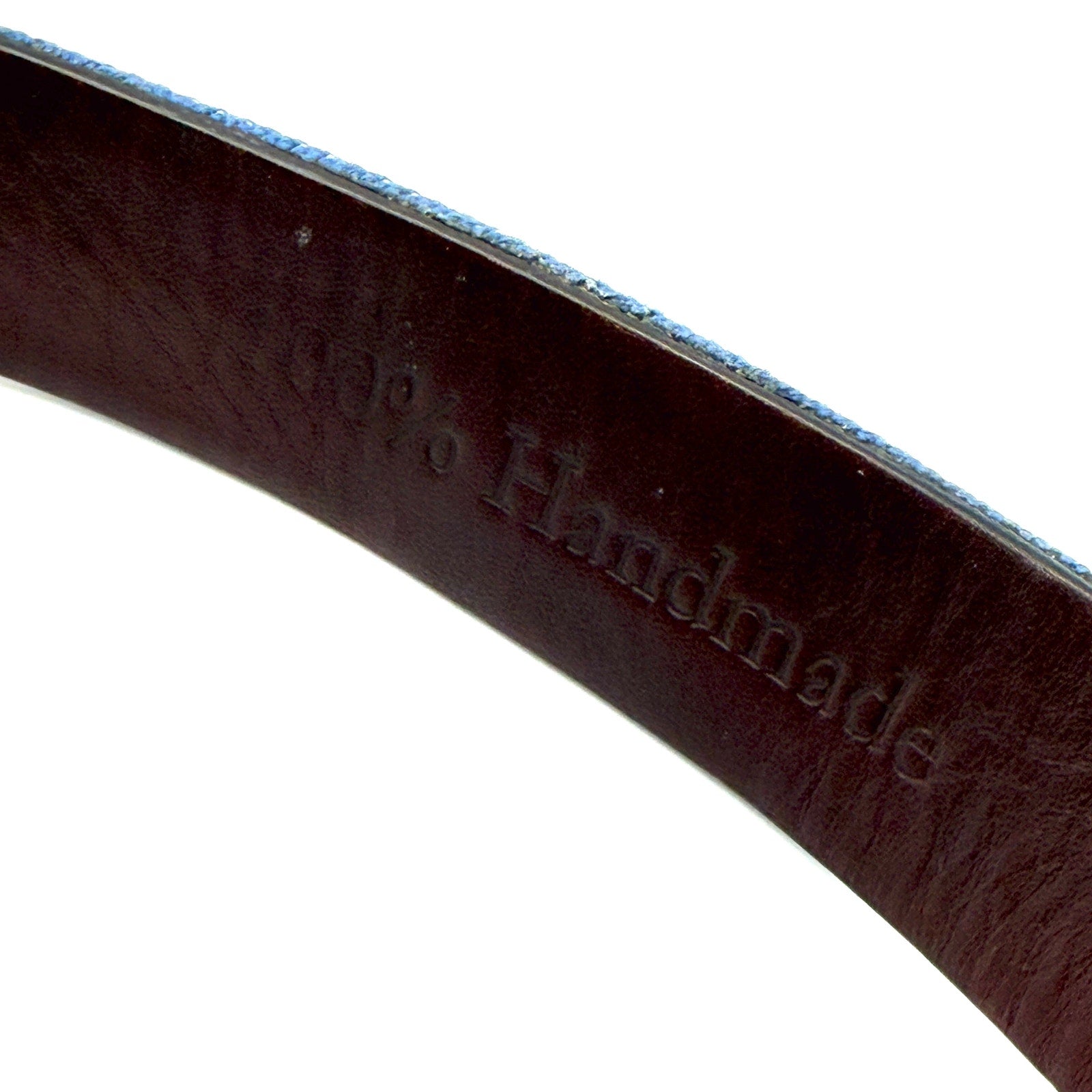 Harding Lane Blue Genuine Leather Preppy Marthas Vineyard Needlepoint Belt