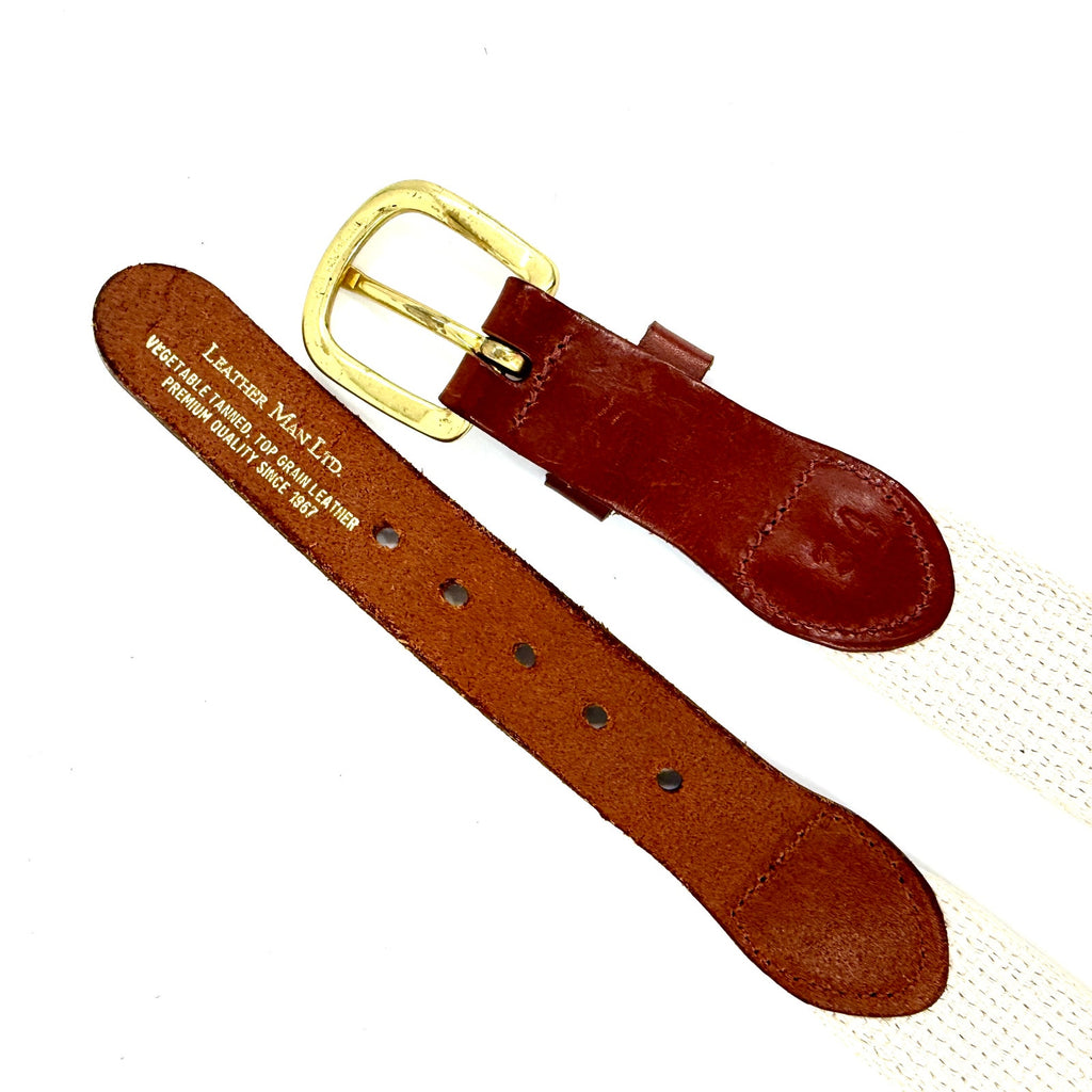 Leather Man Ltd Navy Tan Preppy Sailboat Belt