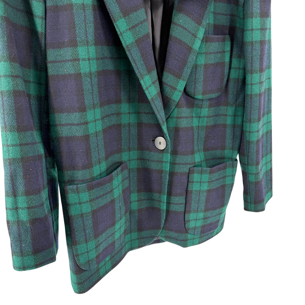 Vintage 90s Donnybrook Navy Green Black Watch Tartan Blazer