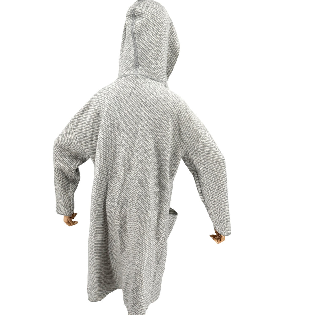 Tahari Gray Striped 100% Cashmere Hooded Cardigan Sweater