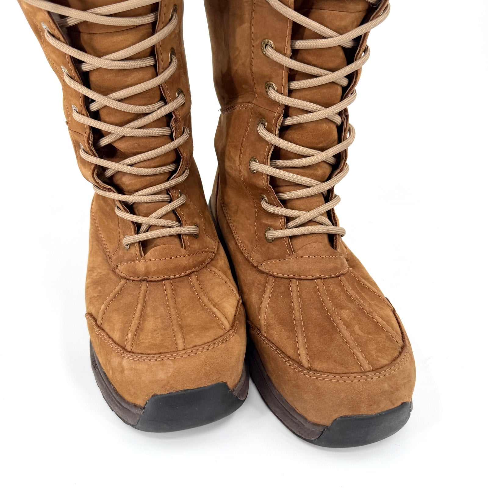 UGG Chestnut Brown Genuine Suede Waterproof Winter Lace Up Boots