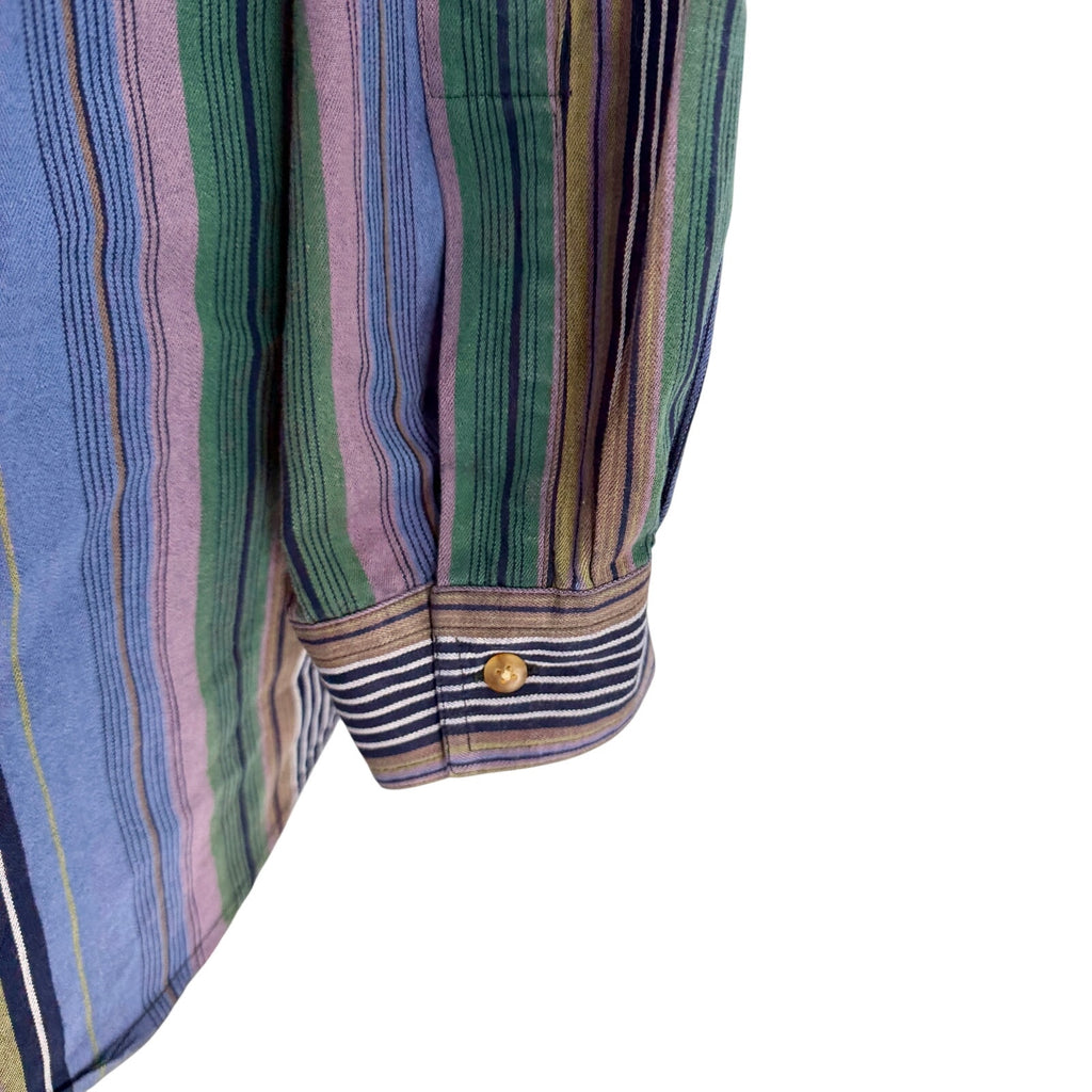 Vintage 90s Colours by Alexander Julian Blue Green Stripe 100% Cotton Shirt