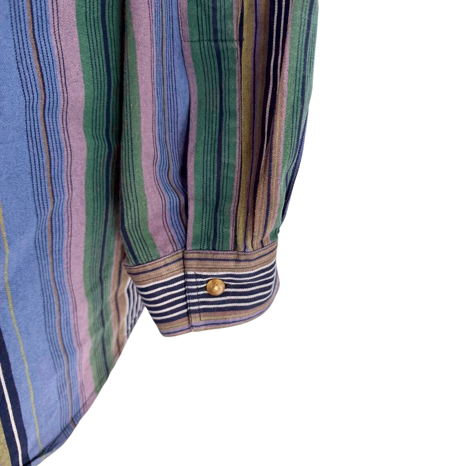 Vintage 90s Colours by Alexander Julian Blue Green Stripe 100% Cotton Shirt