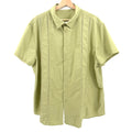 Pistachio Green Tropical Bowling Crochet Trim Short Sleeve Button Up Shirt