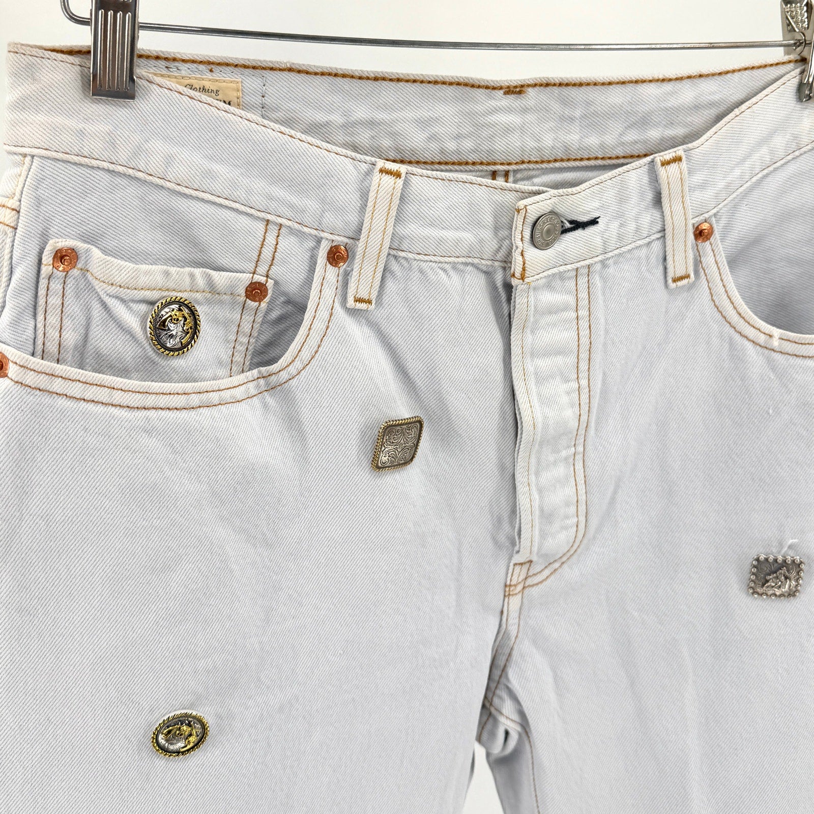 Levi's Light Wash Custom Western Concho Studded 501 '90s Jeans Pants