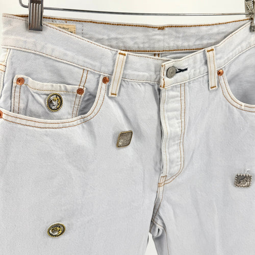 Levi's Light Wash Custom Western Concho Studded 501 '90s Jeans Pants