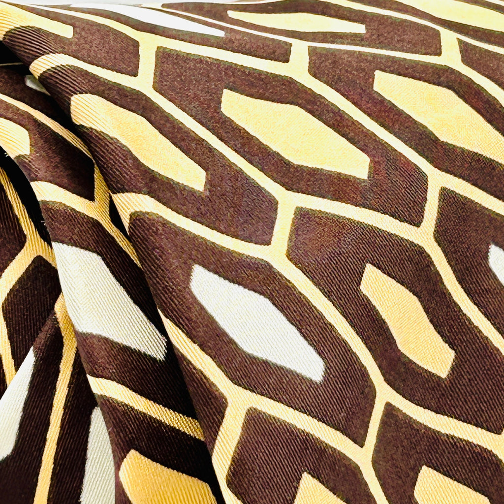Vintage 70s Pierre Cardin Brown Tan Geometric Silk Wide Tie