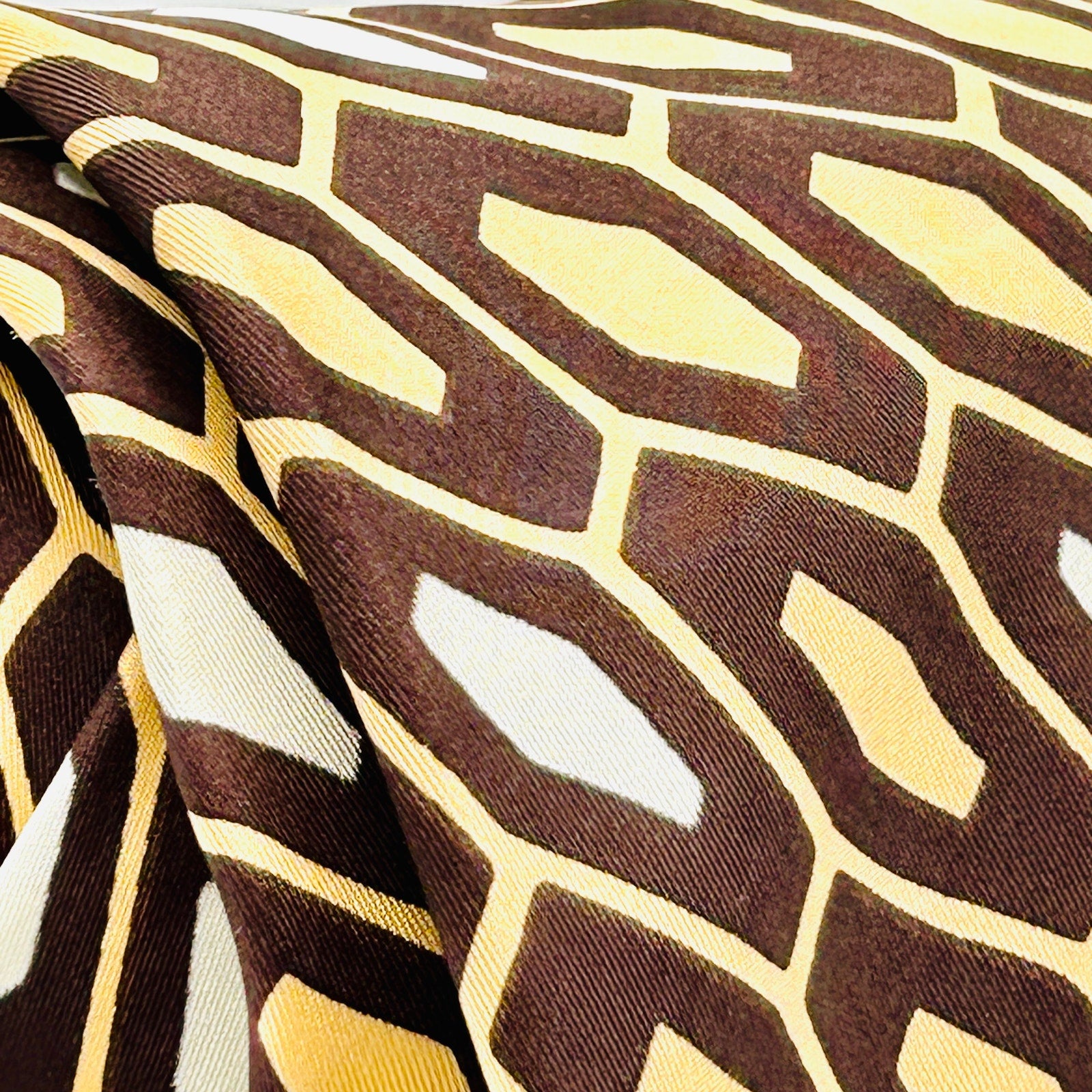 Vintage 70s Pierre Cardin Brown Tan Geometric Silk Wide Tie