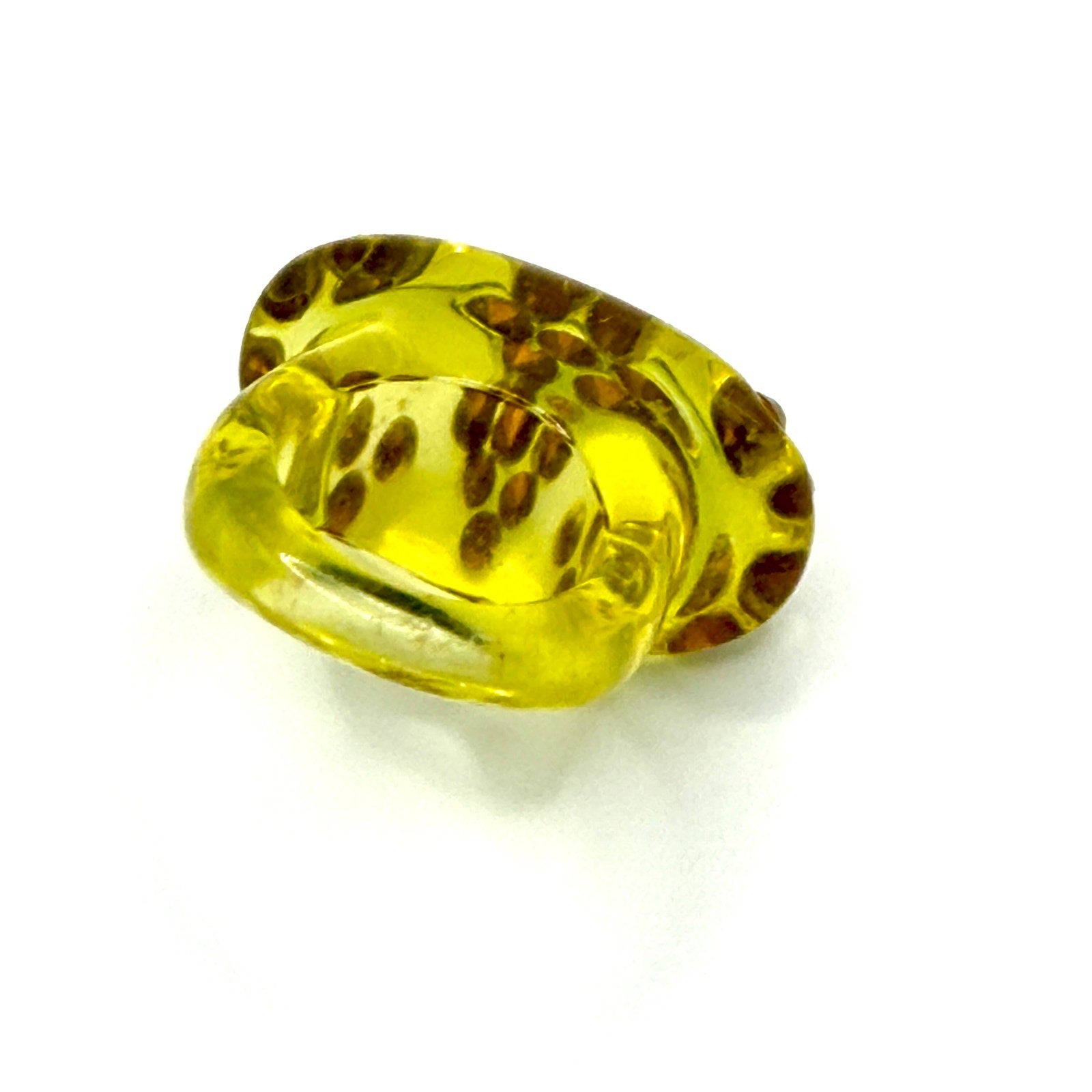 Vintage Y2K Yellow Resin Rhinestone Flower Chunky Dome Ring