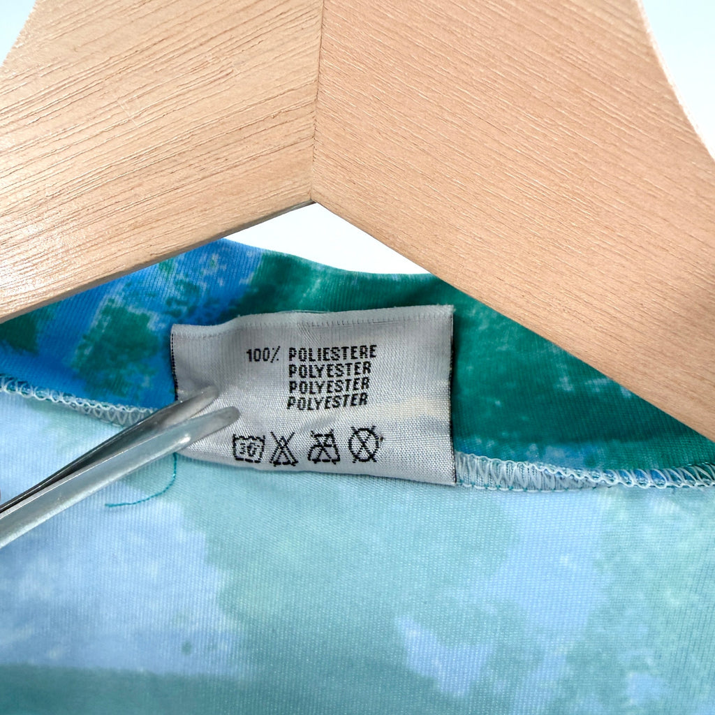 Vintage 90s Giessegi Teal Blue Abstract Print Half-Zip Cycling Jersey