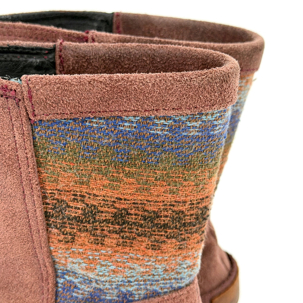 Sorel Brown Genuine Leather Suede Southwestern Woven Pull On Boots