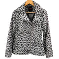 Yoki Gray Leopard Print Flannel Moto Jacket
