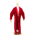 Vintage 80s Handmade Red Paisley Velvet Robe Dressing Gown