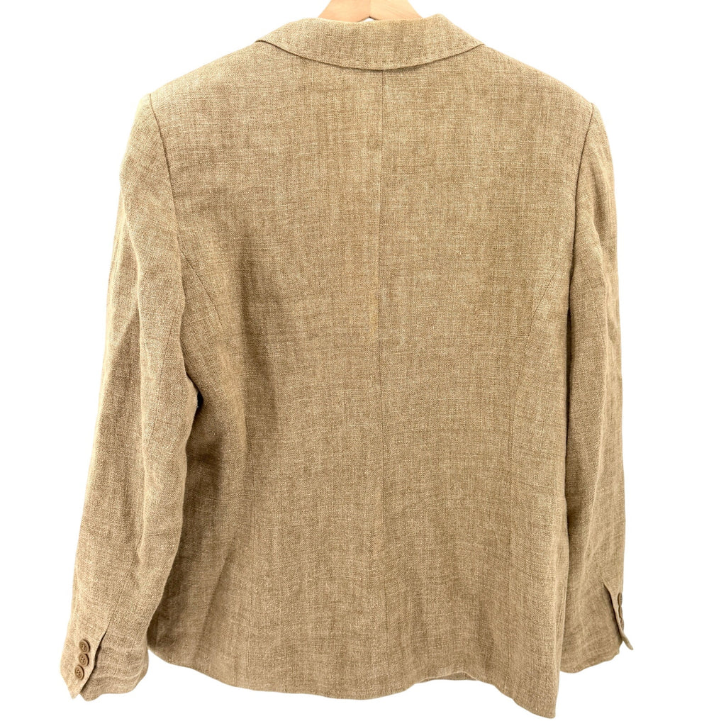 Vintage Y2K Alfani Khaki 100% Linen Fitted Blazer Jacket