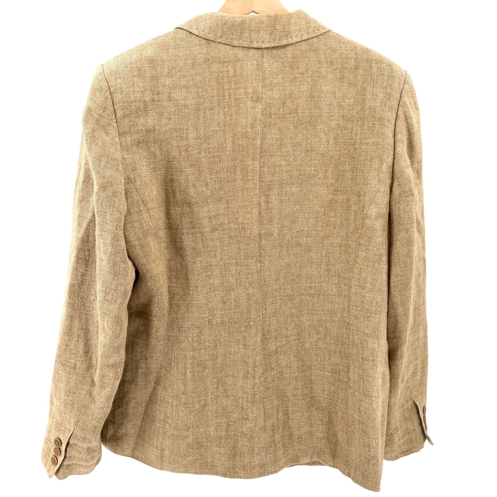Vintage Y2K Alfani Khaki 100% Linen Fitted Blazer Jacket