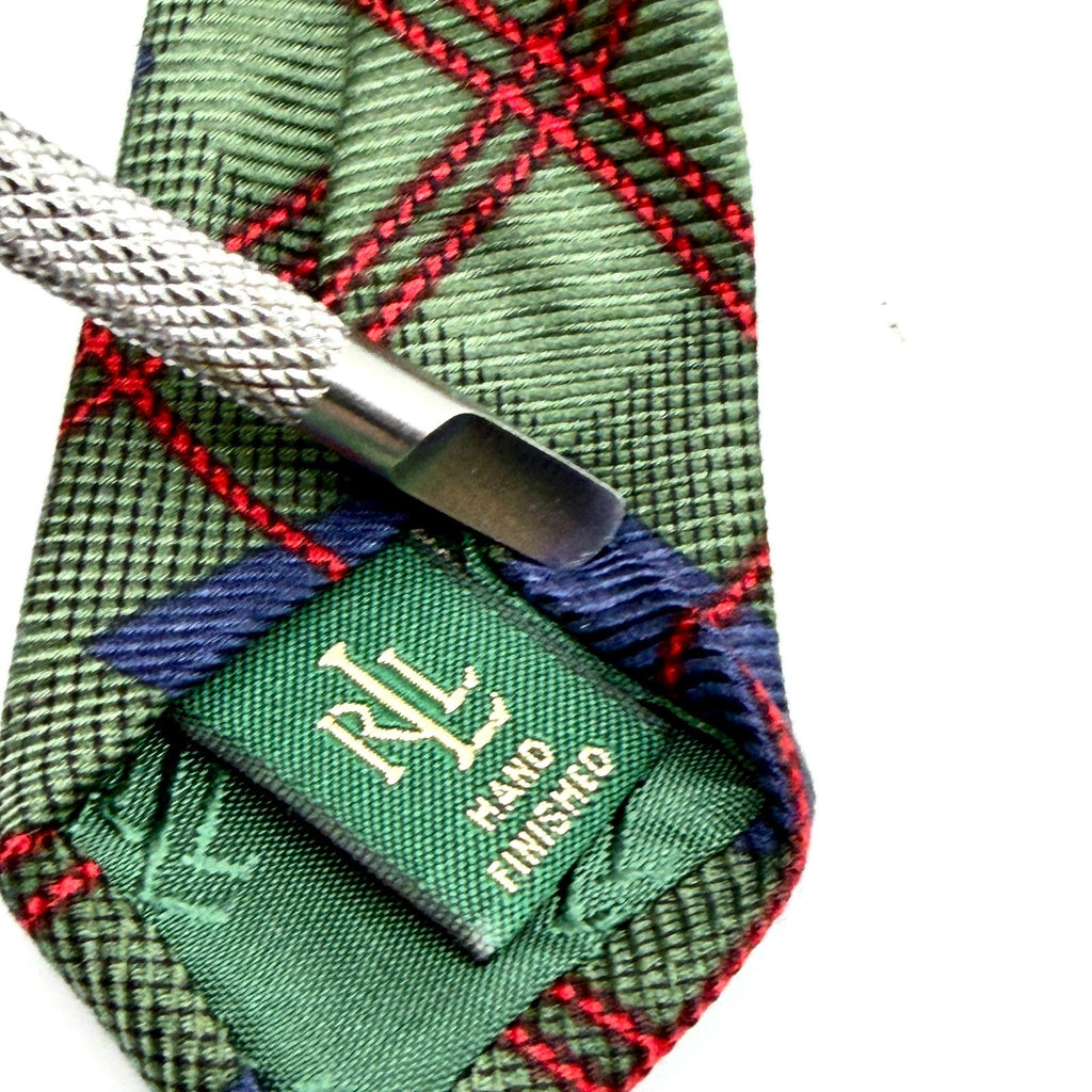 NWT Vintage 90s Ralph Lauren Green Silk Tartan Plaid Necktie
