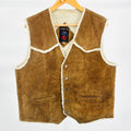 Vintage 70s Grande Bay Brown Shearling Suede Western Vest