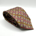 Vintage 90s Giorgio Armani Beige Purple Skinny Geometric 100% Silk Luxury Tie