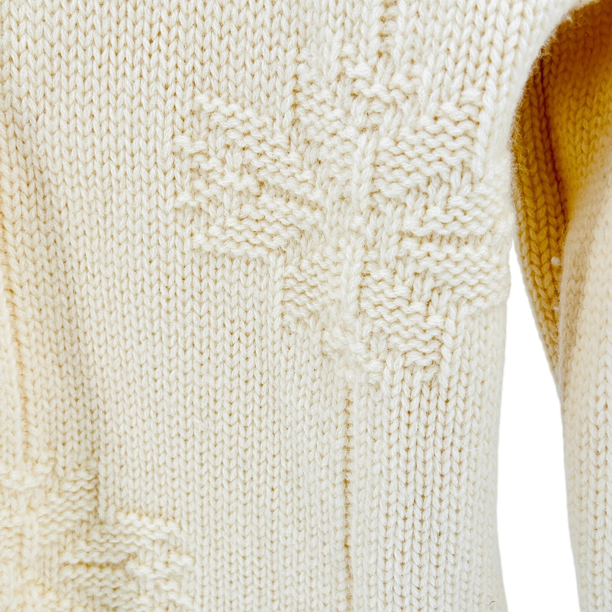 Vintage 70s Allen Solly Cream 100% Wool Cable Knit Fisherman Sweater