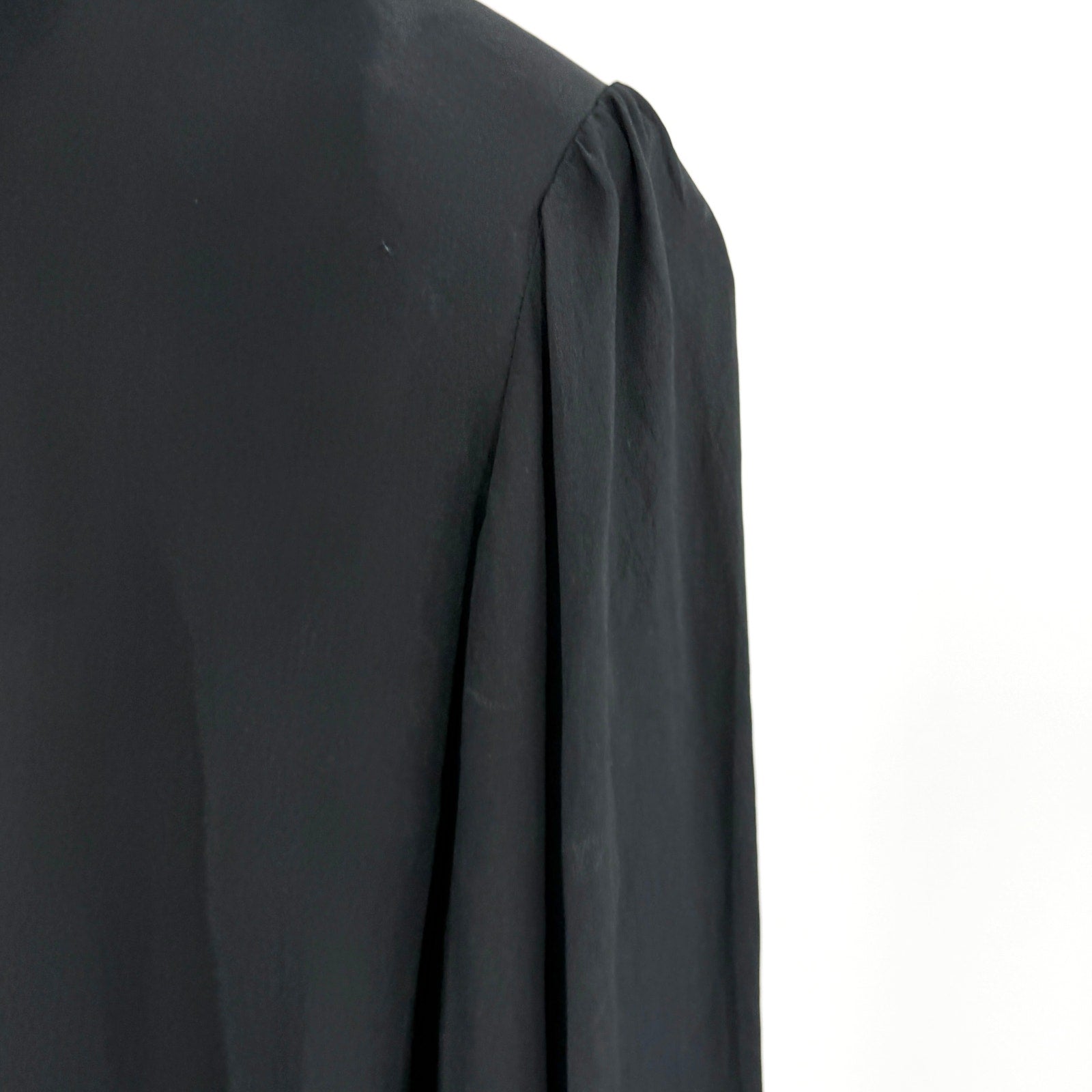 Vintage 80s Lauren Alexandra Black 100% Silk Minimalist High Neck Blouse