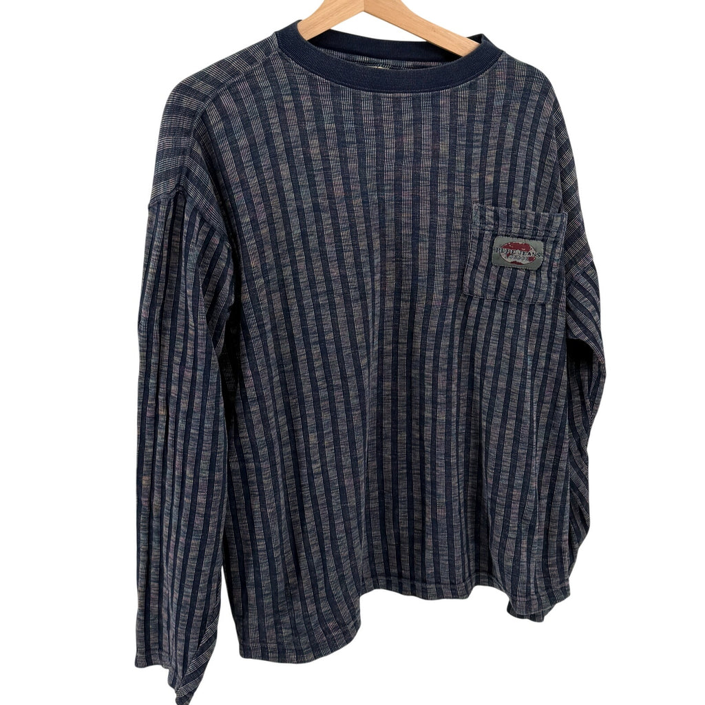 Vintage 90s Pepe Jeans London Blue 100% Cotton Rainbow Striped Pocket Shirt