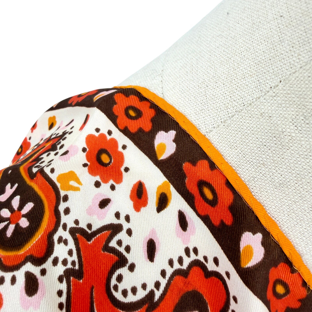 Vintage 70s Vera Neumann Orange 100% Silk Paisley Scarf