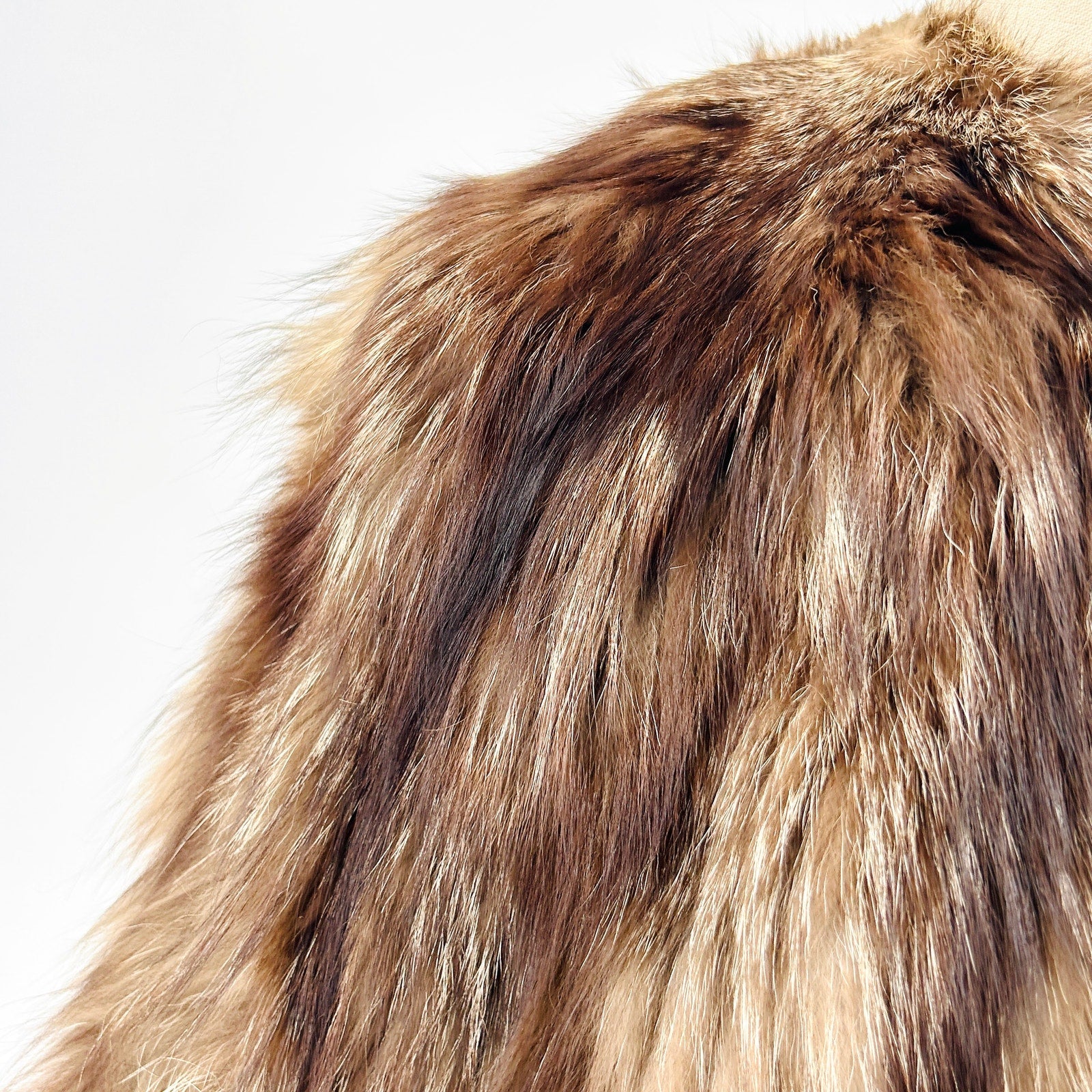 Vintage 50s Brown Genuine Fur Long Pile Glam Capelet Stole