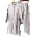 Vintage 90s Oscar de la Renta Lavender Floral Satin Pajama Set